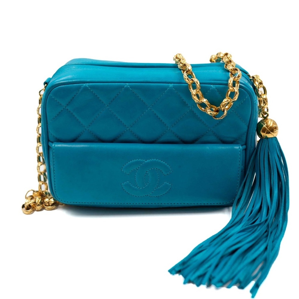 Chanel Camera Turquoise leather bag handbag
